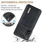 DG.MING M1 Series for Samsung Galaxy A27 5G Phone Case PU + TPU + PC Back Cover with Magnetic Tri-Fold Wallet Kickstand
