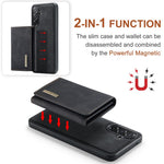 DG.MING M1 Series for Samsung Galaxy A27 5G Phone Case PU + TPU + PC Back Cover with Magnetic Tri-Fold Wallet Kickstand