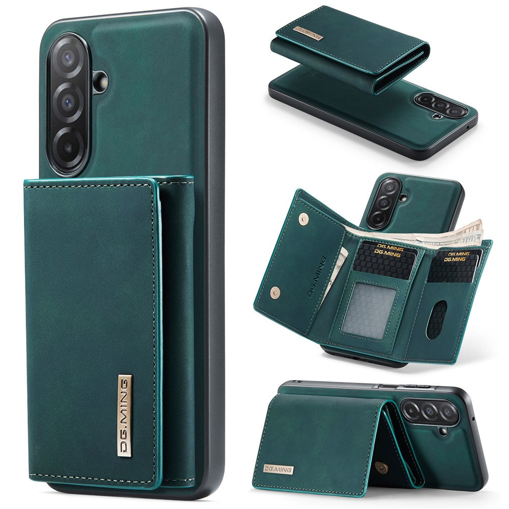 DG.MING M1 Series for Samsung Galaxy A27 5G Phone Case PU + TPU + PC Back Cover with Magnetic Tri-Fold Wallet Kickstand