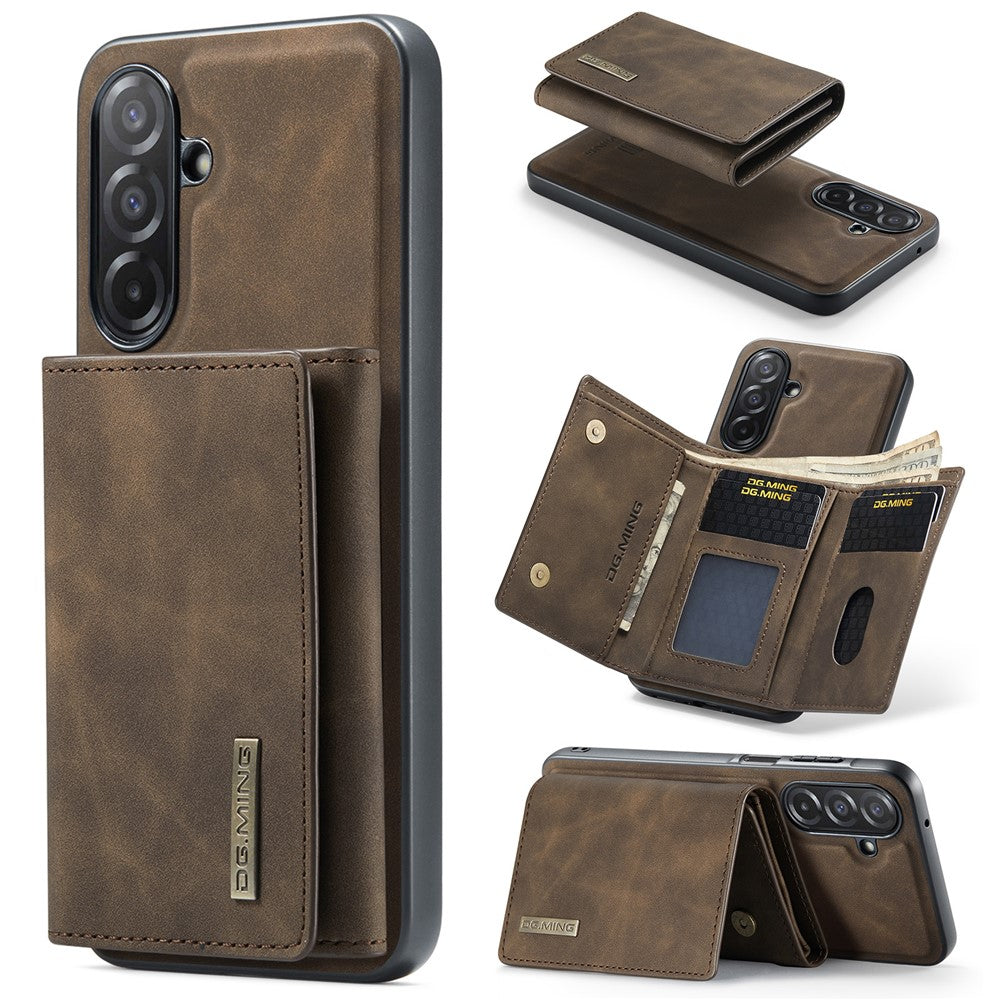 DG.MING M1 Series for Samsung Galaxy A27 5G Phone Case PU + TPU + PC Back Cover with Magnetic Tri-Fold Wallet Kickstand