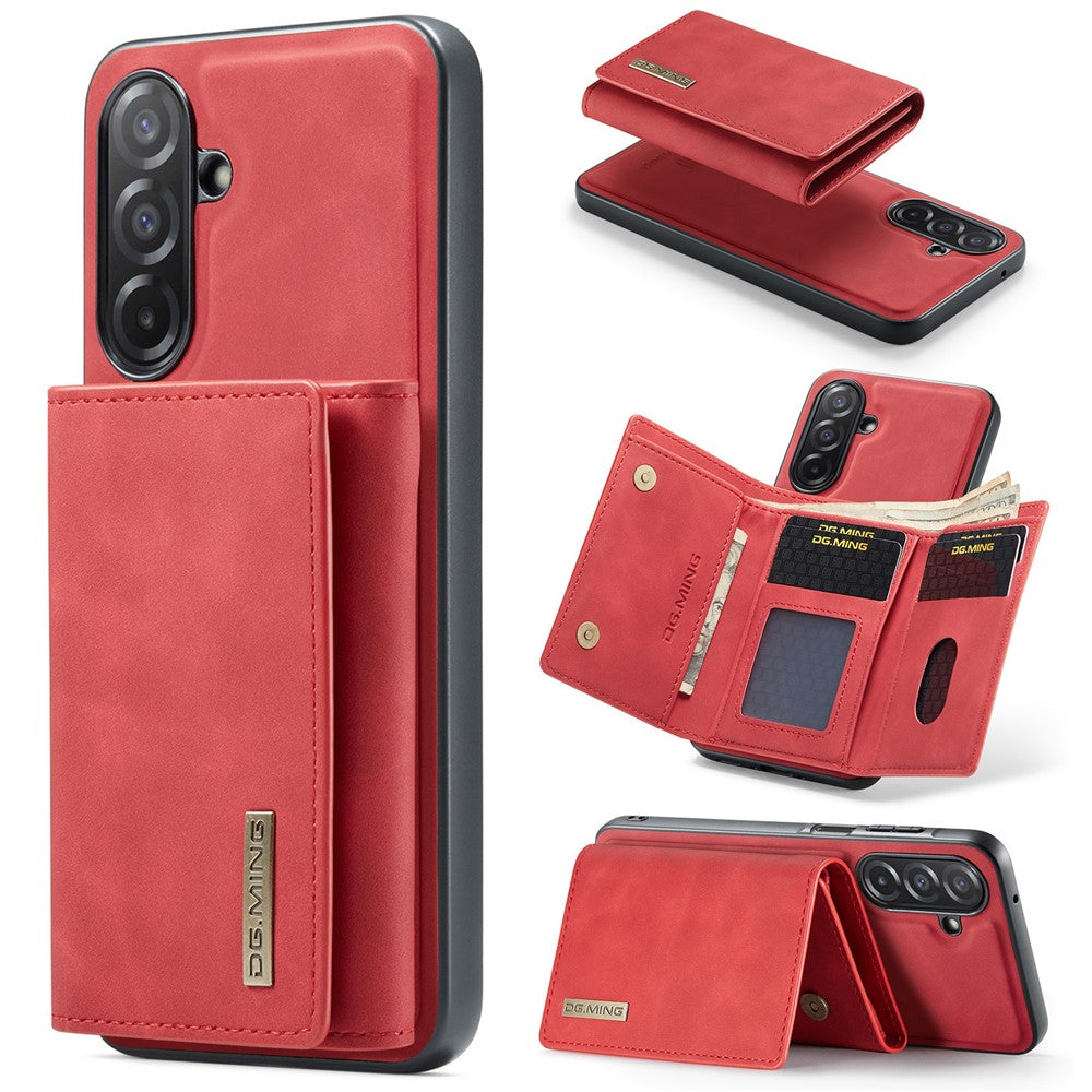 DG.MING M1 Series for Samsung Galaxy A27 5G Phone Case PU + TPU + PC Back Cover with Magnetic Tri-Fold Wallet Kickstand