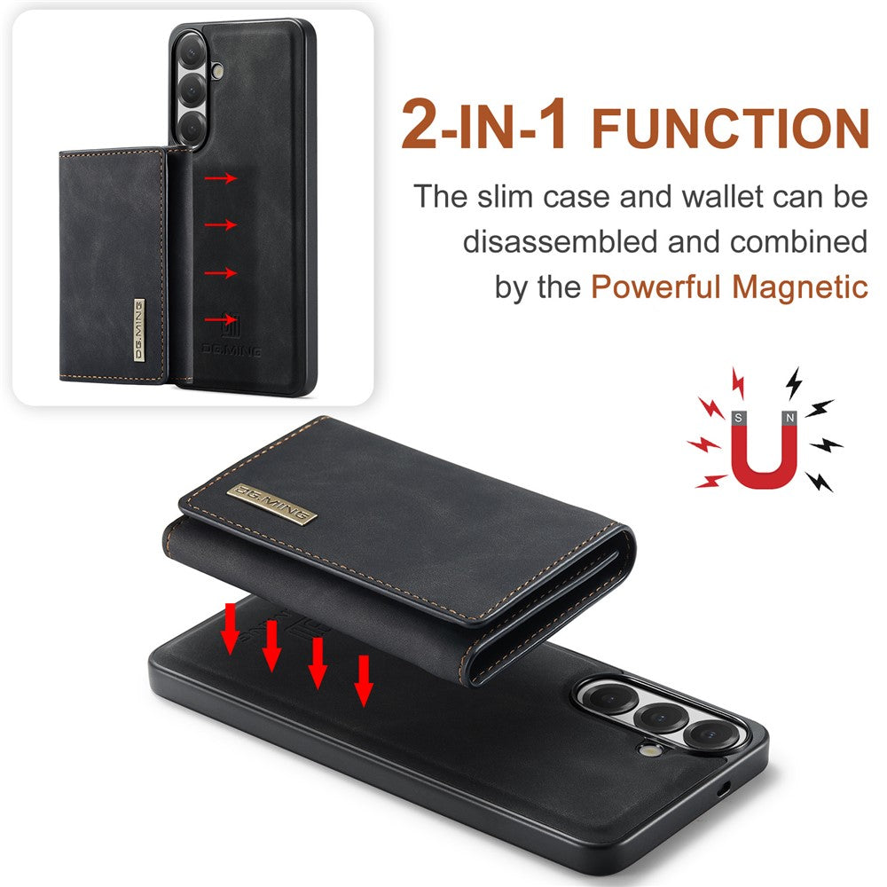 DG.MING M1 Series til Samsung Galaxy S26 FE Telefoncover PU + TPU + PC Bagsidecover med Magnetisk Trefoldet Pung Kickstand