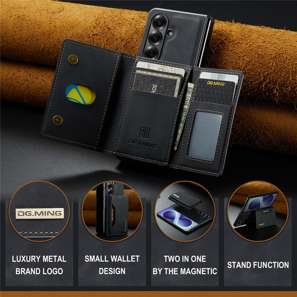 DG.MING M2 Series for Samsung Galaxy Z Fold8 Ultra Magnetic Case PU + PC + TPU Phone Cover Detachable Wallet Kickstand