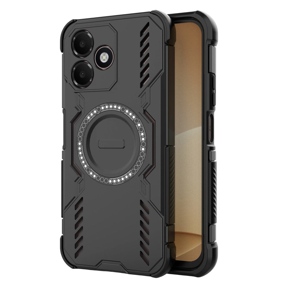 For Oppo A6c 4G Magnetic Case Butterfly Armor Hollow Heat Dissipation PC + TPU Phone Cover