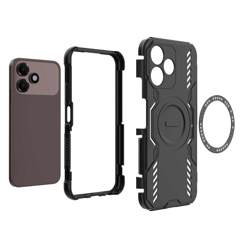 For Oppo A6c 4G Magnetic Case Butterfly Armor Hollow Heat Dissipation PC + TPU Phone Cover