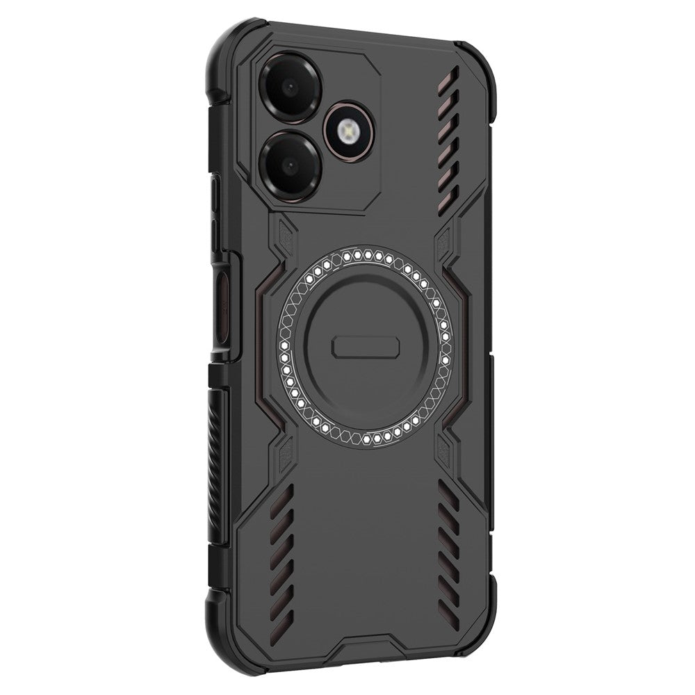 For Oppo A6c 4G Magnetic Case Butterfly Armor Hollow Heat Dissipation PC + TPU Phone Cover