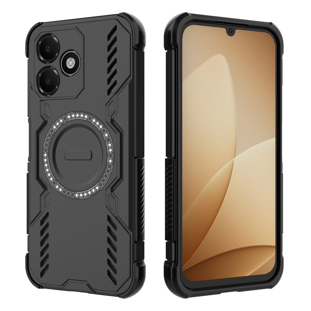 For Oppo A6c 4G Magnetic Case Butterfly Armor Hollow Heat Dissipation PC + TPU Phone Cover