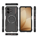 For Oppo A6c 4G Magnetic Case Butterfly Armor Hollow Heat Dissipation PC + TPU Phone Cover