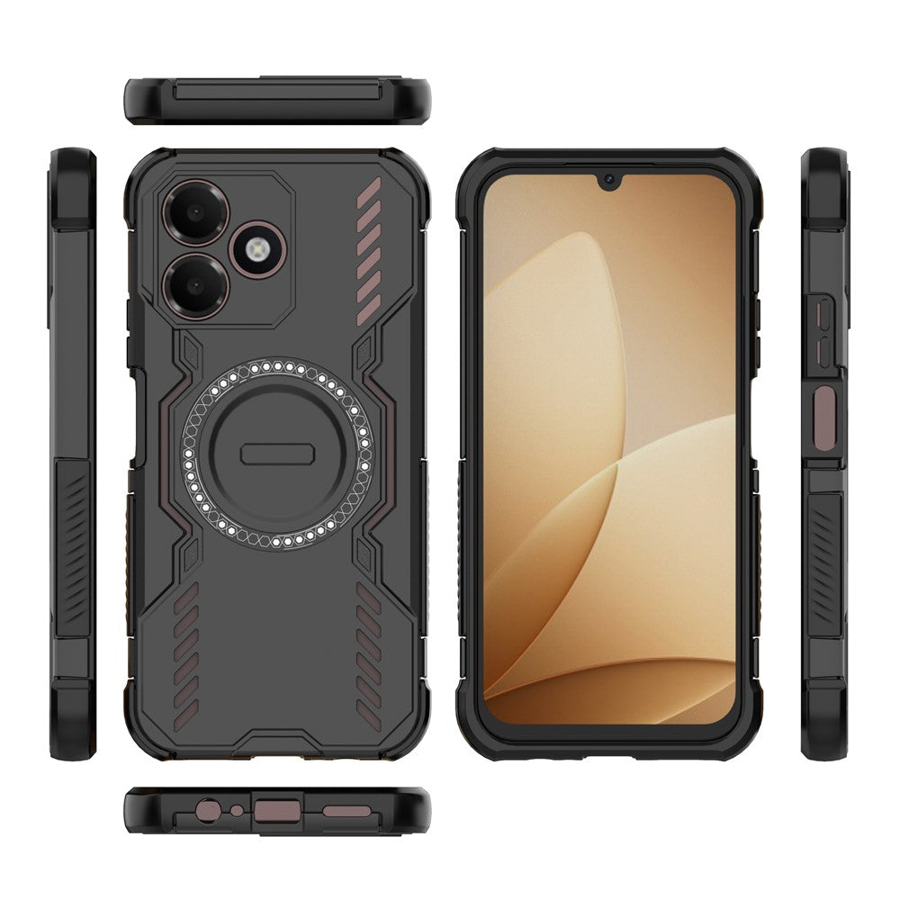 For Oppo A6c 4G Magnetic Case Butterfly Armor Hollow Heat Dissipation PC + TPU Phone Cover