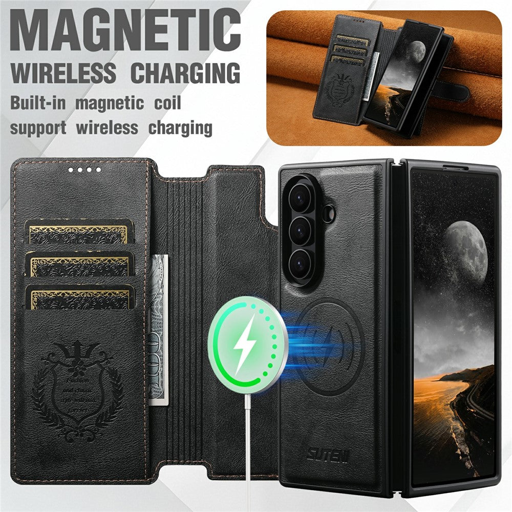 SUTENI Q-05 til Samsung Galaxy Z Fold8 Ultra Etui 2-i-1 Magnetisk Aftageligt Læder + PC Tegnebog Telefoncover