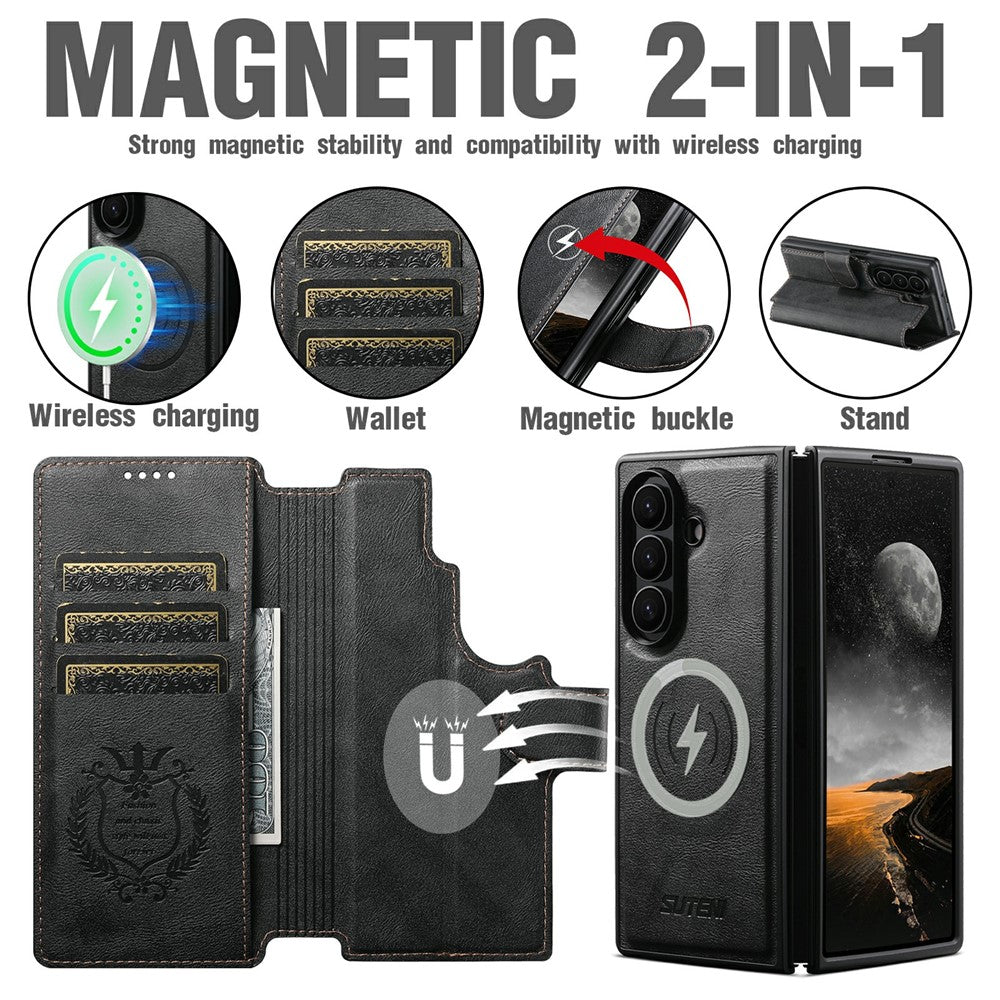 SUTENI Q-05 til Samsung Galaxy Z Fold8 Ultra Etui 2-i-1 Magnetisk Aftageligt Læder + PC Tegnebog Telefoncover