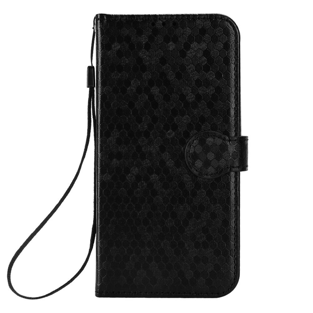 For Honor X7e 4G Wallet Case Dot Pattern Imprint PU Leather Phone Cover with Wrist Strap