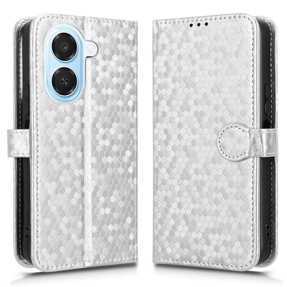 For Honor X7e 4G Wallet Case Dot Pattern Imprint PU Leather Phone Cover with Wrist Strap