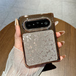 For Huawei Pura X Max Case with Screen Protector Bow Pattern Glitter PC Shockproof Protective Cover