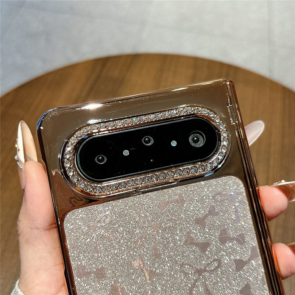 For Huawei Pura X Max Case with Screen Protector Bow Pattern Glitter PC Shockproof Protective Cover