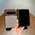 For Huawei Pura X Max Case with Screen Protector Bow Pattern Glitter PC Shockproof Protective Cover
