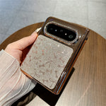For Huawei Pura X Max Case with Screen Protector Bow Pattern Glitter PC Shockproof Protective Cover