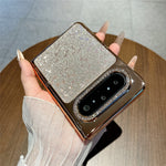 For Huawei Pura X Max Case with Screen Protector Bow Pattern Glitter PC Shockproof Protective Cover