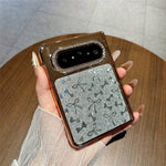 For Huawei Pura X Max Case with Screen Protector Bow Pattern Glitter PC Shockproof Protective Cover