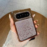 For Huawei Pura X Max Case with Screen Protector Bow Pattern Glitter PC Shockproof Protective Cover