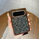 For Huawei Pura X Max Case with Screen Protector Bow Pattern Glitter PC Shockproof Protective Cover