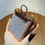 For Samsung Galaxy Z Flip7 5G Case with Ring Holder Kickstand Bow Design Glitter PC Phone Cover