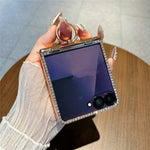 For Samsung Galaxy Z Flip7 5G Case with Ring Holder Kickstand Bow Design Glitter PC Phone Cover