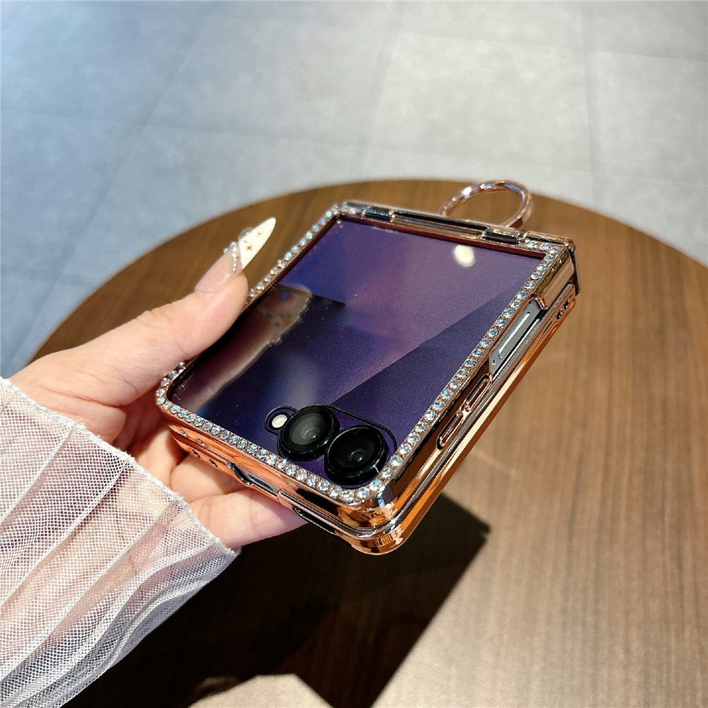 For Samsung Galaxy Z Flip7 5G Case with Ring Holder Kickstand Bow Design Glitter PC Phone Cover