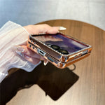 For Samsung Galaxy Z Flip7 5G Case with Ring Holder Kickstand Bow Design Glitter PC Phone Cover