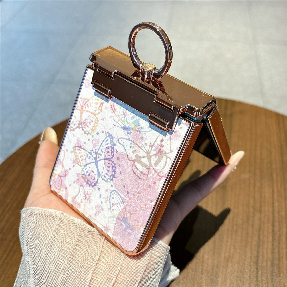 For Samsung Galaxy Z Flip7 5G Case Butterfly Pattern PC Protective Cover with Ring Kickstand