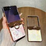 For Samsung Galaxy Z Flip7 5G Case Butterfly Pattern PC Protective Cover with Ring Kickstand