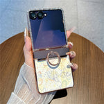 For Samsung Galaxy Z Flip7 5G Case Butterfly Pattern PC Protective Cover with Ring Kickstand