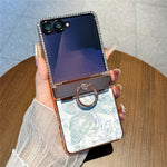 For Samsung Galaxy Z Flip7 5G Case Butterfly Pattern PC Protective Cover with Ring Kickstand