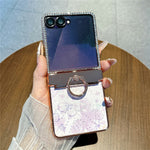 For Samsung Galaxy Z Flip7 5G Case Butterfly Pattern PC Protective Cover with Ring Kickstand