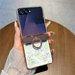 For Samsung Galaxy Z Flip7 5G Case Butterfly Pattern PC Protective Cover with Ring Kickstand