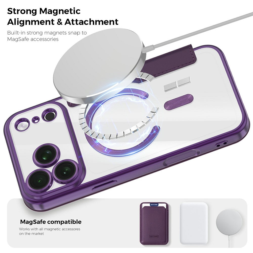 Til iPhone 18 Pro Max Magnetisk Etui RFID Blokerende Kortholder Læder Telefoncover med Linsefilm