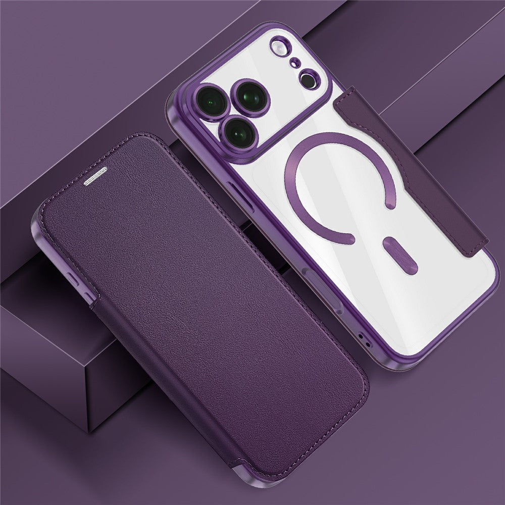 Til iPhone 18 Pro Max Magnetisk Etui RFID Blokerende Kortholder Læder Telefoncover med Linsefilm
