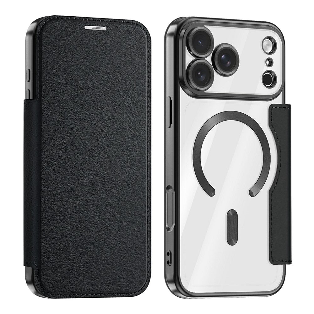 Til iPhone 18 Pro Max Magnetisk Etui RFID Blokerende Kortholder Læder Telefoncover med Linsefilm