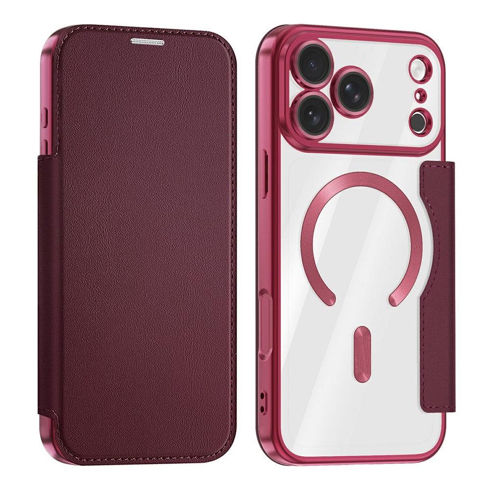 Til iPhone 18 Pro Max Magnetisk Etui RFID Blokerende Kortholder Læder Telefoncover med Linsefilm