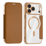 Til iPhone 18 Pro Max Magnetisk Etui RFID Blokerende Kortholder Læder Telefoncover med Linsefilm