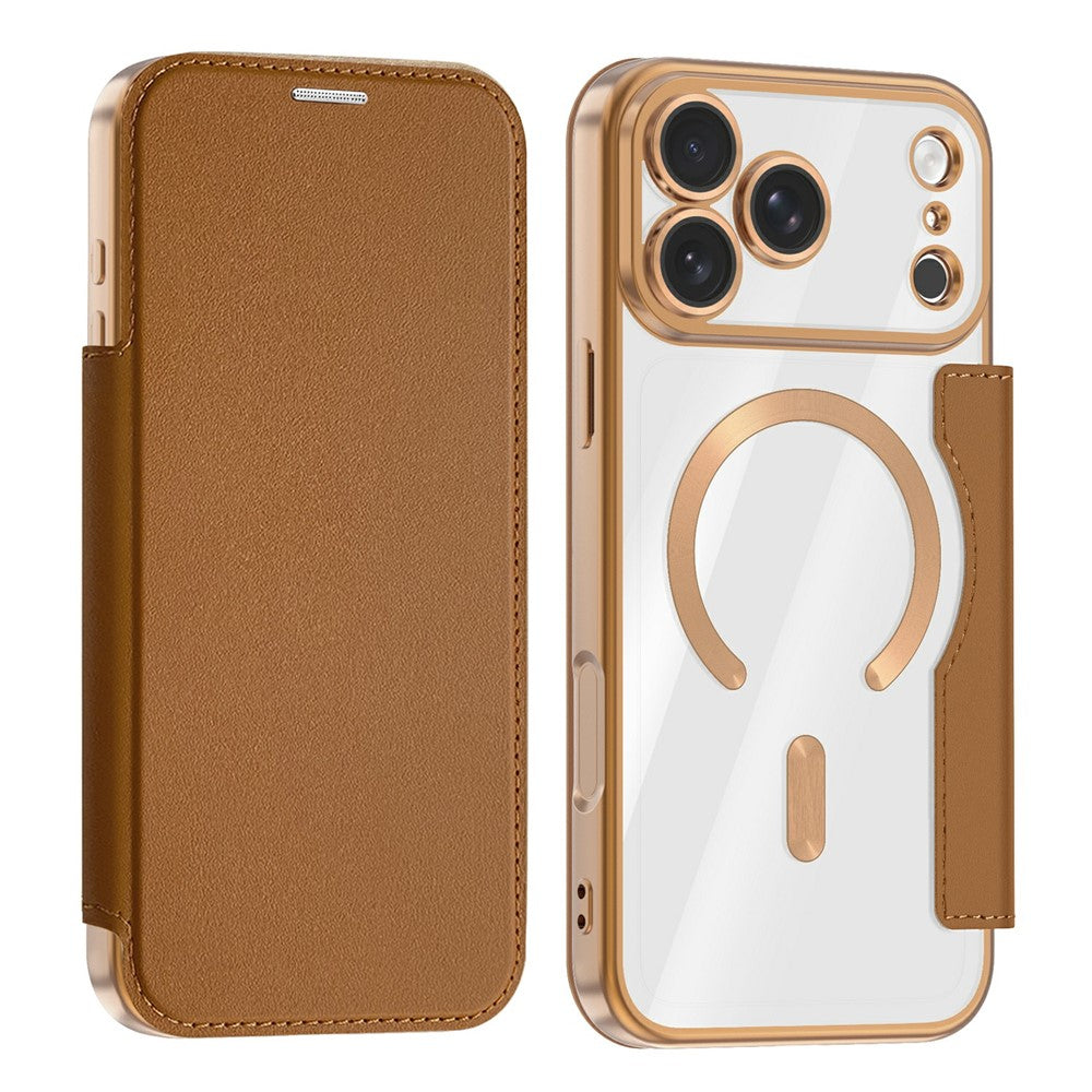 Til iPhone 18 Pro Max Magnetisk Etui RFID Blokerende Kortholder Læder Telefoncover med Linsefilm