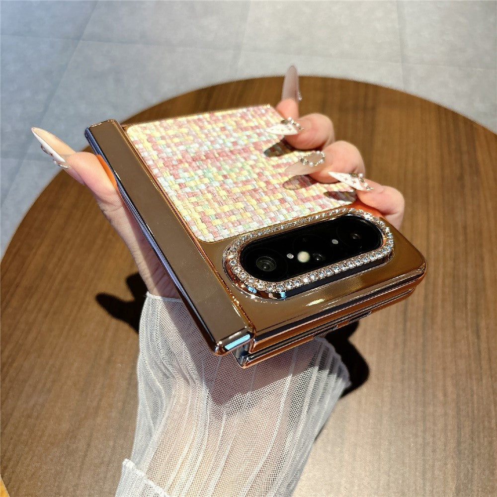 For Huawei Pura X Max Case Shockproof Woven Texture Leather + PC Protective Cover with Screen Protector