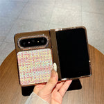 For Huawei Pura X Max Case Shockproof Woven Texture Leather + PC Protective Cover with Screen Protector