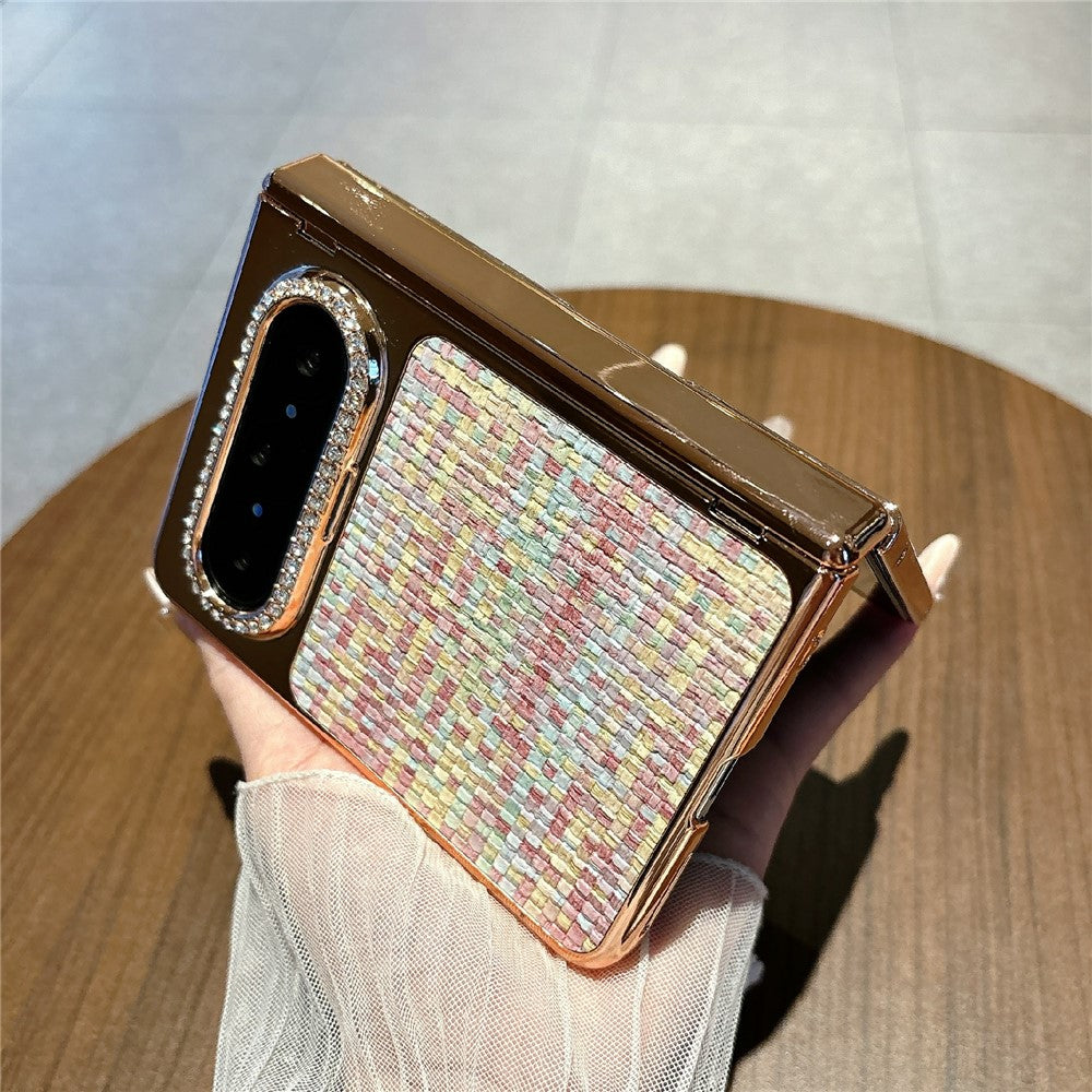 For Huawei Pura X Max Case Shockproof Woven Texture Leather + PC Protective Cover with Screen Protector