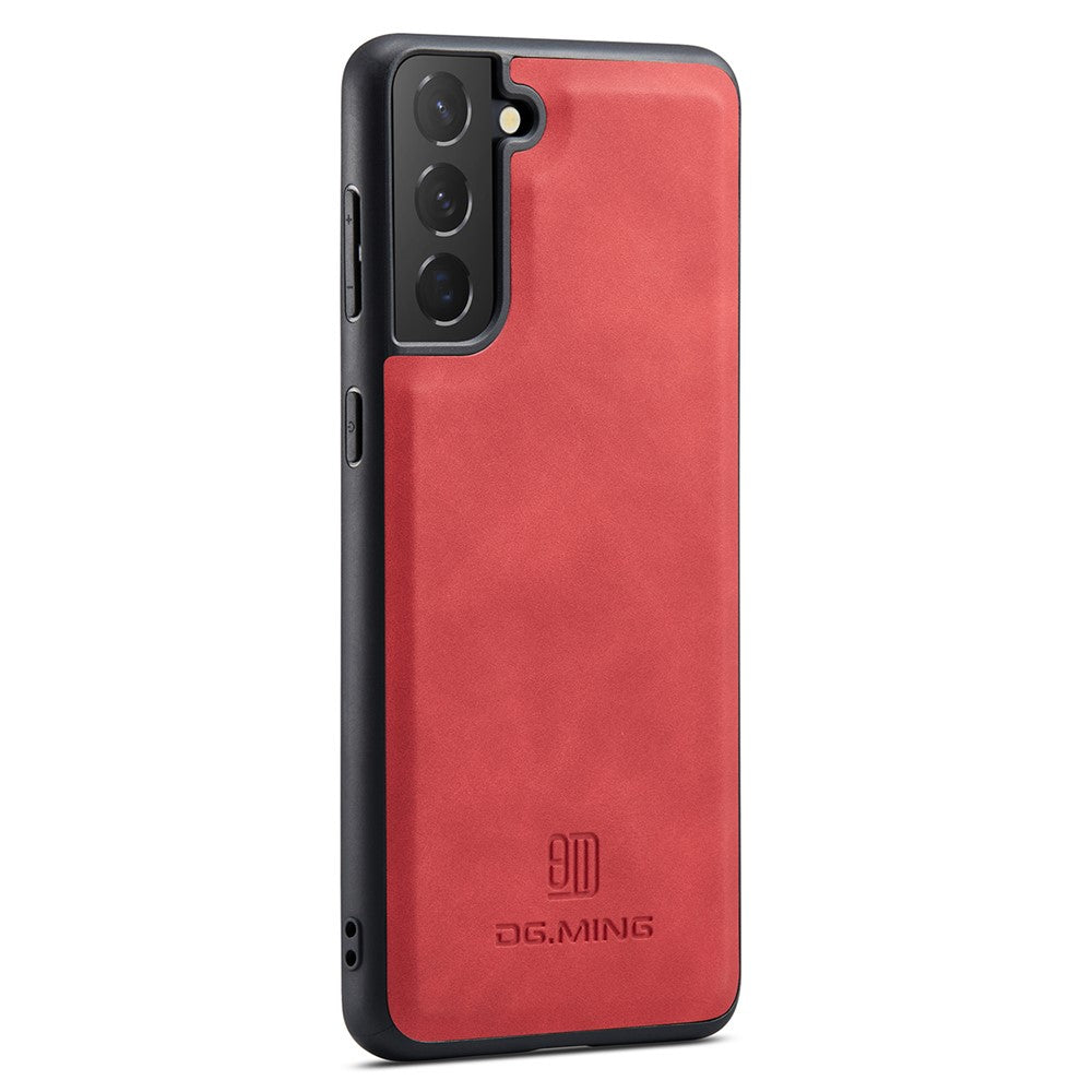 DG.MING För Samsung Galaxy S21 FE 5G Skal PU Läder Täckt PC + TPU Hybrid mobilskal