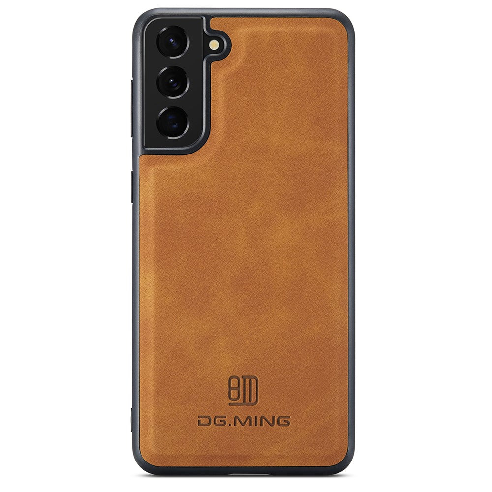 DG.MING För Samsung Galaxy S21 FE 5G Skal PU Läder Täckt PC + TPU Hybrid mobilskal