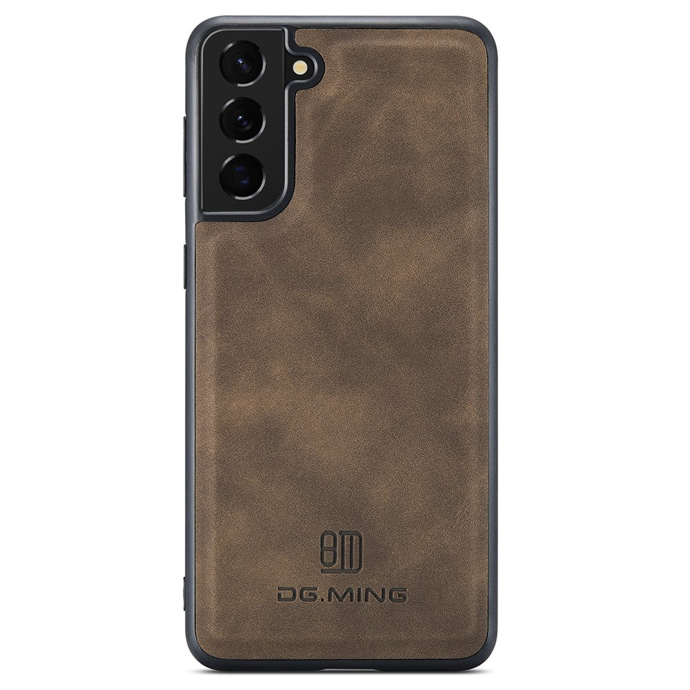 DG.MING För Samsung Galaxy S21 FE 5G Skal PU Läder Täckt PC + TPU Hybrid mobilskal