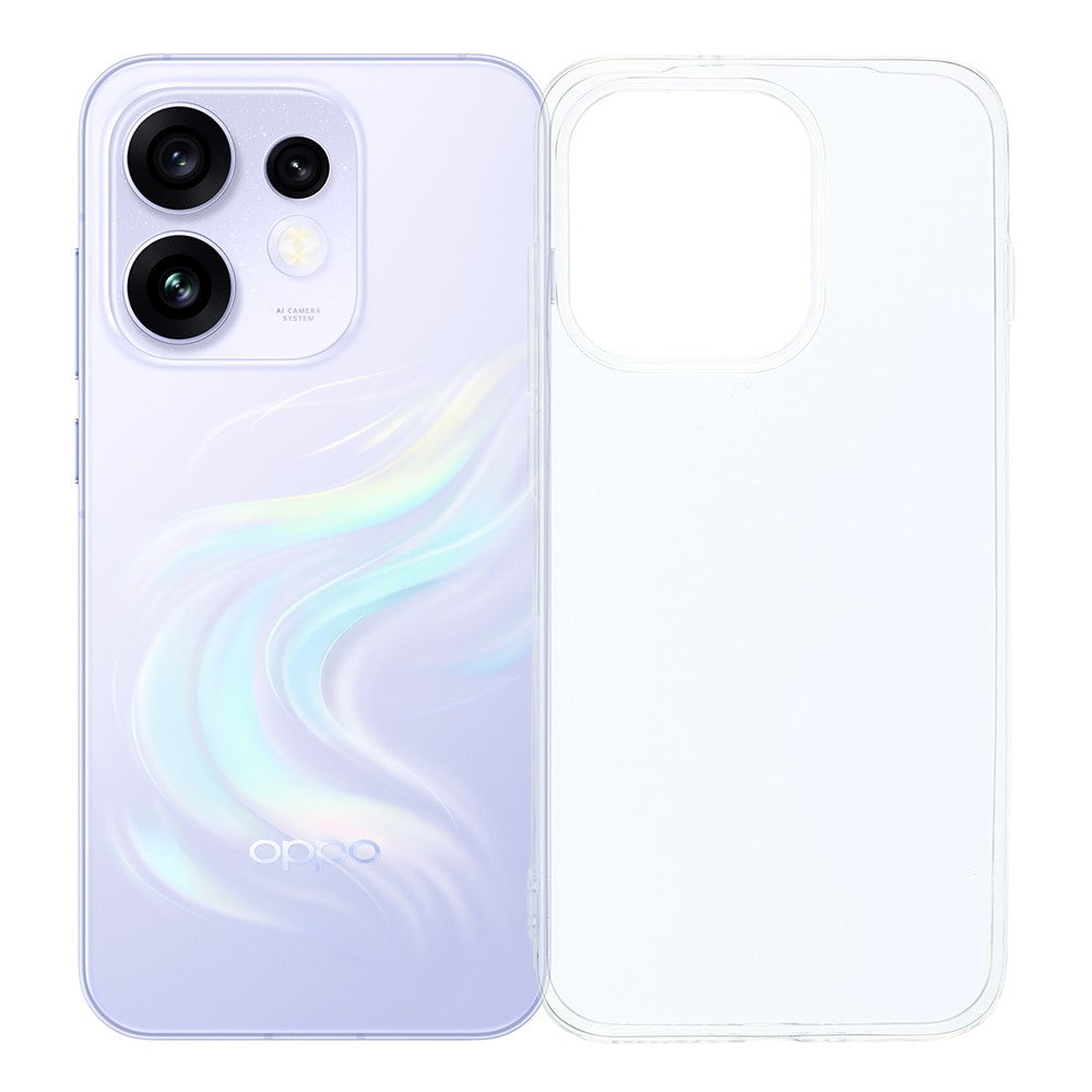 Oppo Reno16 5G (Global) / Reno16 Pro 5G (Global)-etui, Slim Fit, transparent blødt TPU-mobilcover