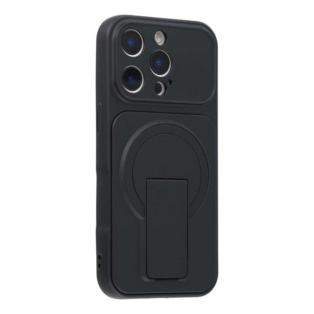 For iPhone 16 Pro Max Case Invisible Kickstand Rubberized Acrylic + TPU Shockproof Phone Cover