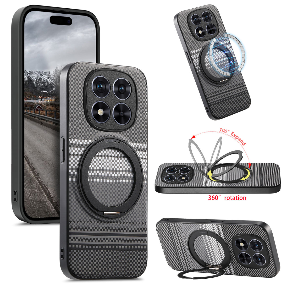 For Xiaomi Redmi Note 15 Pro 5G (Global) Magnetic Case Rotation Kickstand PU Leather + TPU Phone Cover